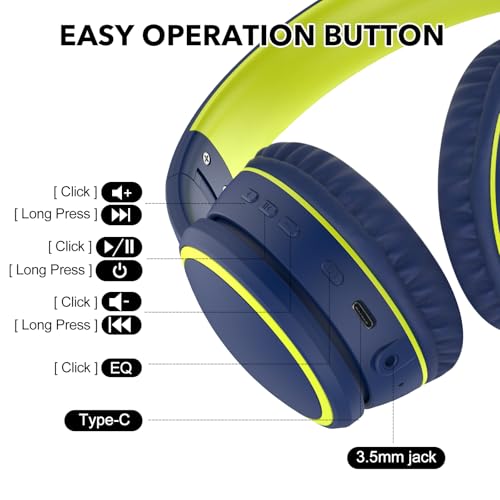 B10 Wireless Bluetooth Over-Ear Headphones, Lightweight Folding Stereo Bass Headset with Mic, 50H Playtime, Volume Control, Bluetooth 5.3 Headphones for iPad/Travel/Tablet/PC (Blue) - color: Blue