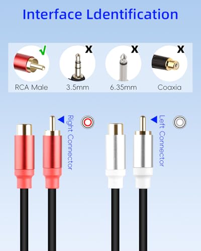 GELRHONR 2Pack RCA Extension Cable 1FT, Short 2RCA Male to 2RCA Female Stereo Audio Cable for Subwoofer, Speaker, Home Theatre and More (M to F) - color: M to F