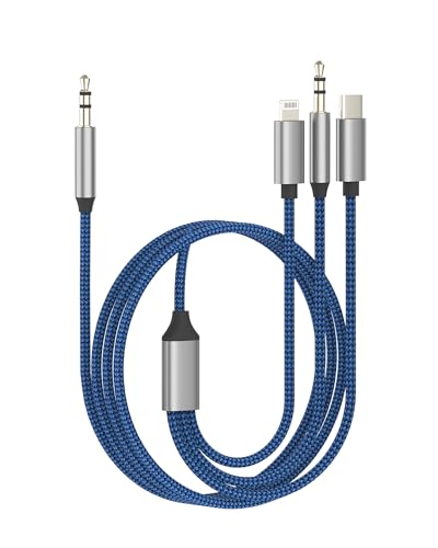 Aux Cord for iPhone Lightning USB C 3.5mm to Audio Cable (1.2m) 17 16 15 14 13 Pro Max Headphone Car Accessorie Adapter Port Type C Jack Male Splitter Stereo Plug Compatible with Samsung S25