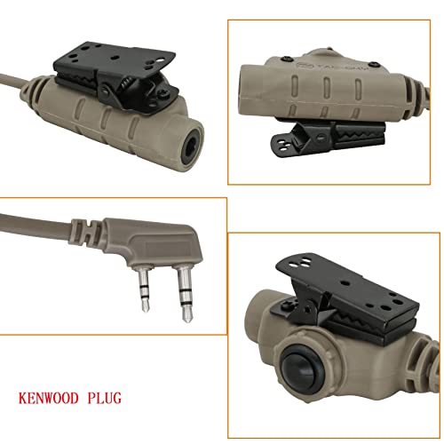 HEARFALCOM U94 PTT Tactical Headset Adapter V2 PTT Push to Talk Adapter Kenwoo 2 Pin Ptt Compatible with Civilian Version Tactical Headset Suitable for Airsoft Hunting Sports (DE 1) - color: sand