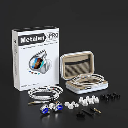 BASN Metalen 4 Drivers in-Ear Monitor Headphones, Wired Earbuds, Sapphire | 2BA+2DD Musicians Noise Isolating IEMs with Deep Bass, Two Detachable MMCX Cables with Case for Singers,Drummers,Bassists - color: Sapphire