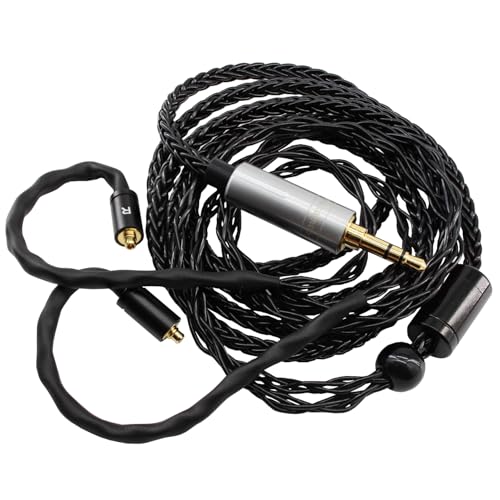 Youkamoo MMCX IEM Cable 3.5mm Silver Plated Copper Earphone Upgrade Cord Compatible with Shure SE215 SE425 UE900 Moondrop Aria Tin T2 T3 BGVP 1.2m 4ft Black - color: Black