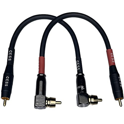 CNCESS CESS-167-6i RCA Right Angle to Straight Type Male to Male Preamp Jumpers Patch Cable, 2 Pack (6 Inches) - size: 6 Inches
