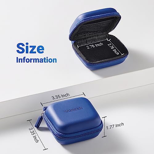 UGREEN Earbud Case, Waterproof Earphone Case Pouch Compatible with AirPods Pro Headphone Case Holder with Stainless Steel Carabiner, for Headphones, Earbuds, SD Memory Card, Camera Chips, Blue - color: Blue
