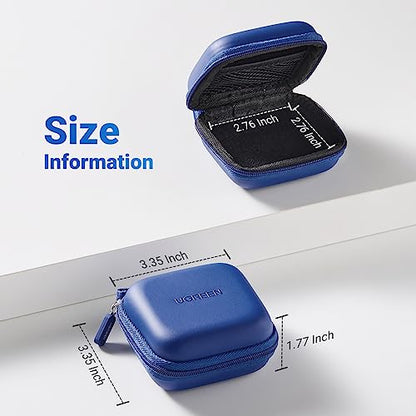 UGREEN Earbud Case, Waterproof Earphone Case Pouch Compatible with AirPods Pro Headphone Case Holder with Stainless Steel Carabiner, for Headphones, Earbuds, SD Memory Card, Camera Chips, Blue - color: Blue