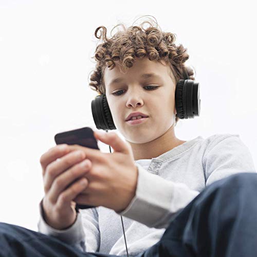 Kids Headphones, Lightweight Stereo Wired Toddler Headphones，Adjustable Headband Children's Headset for Smartphones Computer Pad Earphones(Black) - color: Black