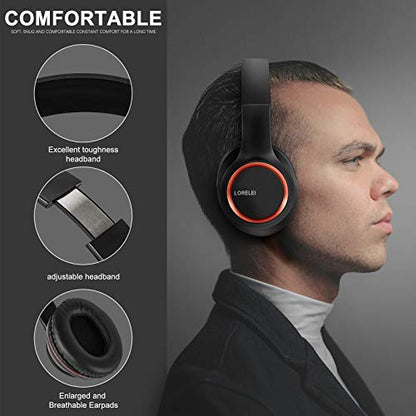 LORELEI X8 Over-Ear Wired Headphones with Microphone with 1.45m-Tangle-Free Nylon Line&3.5mm Plug,Lightweight Foldable & Portable Headphones for Smartphone,Tablet,Computer,Mp3/4(Space Black) - color: Space Black