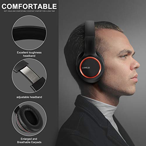 LORELEI X8 Over-Ear Wired Headphones with Microphone with 1.45m-Tangle-Free Nylon Line&3.5mm Plug,Lightweight Foldable & Portable Headphones for Smartphone,Tablet,Computer,Mp3/4(Space Black) - color: Space Black