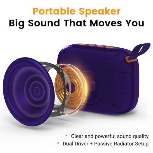 Waterproof Portable Bluetooth Speaker, Lights & Lanyard, Purple | Compact Wireless Outdoor Speaker, 10H Playtime, Bluetooth 5.3 Stable Connection IPX5 for Beach, Camping, Travel and Shower - color: Purple