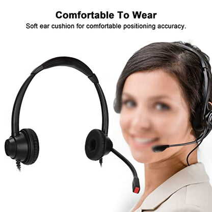 2.5mm Office Headset, Dual Ear Telephone Headphone with Noise Cancelling Microphone, Binaural Customer Service Headphones for Phone Sales Hospitals Banks, Comfortable ABS Material