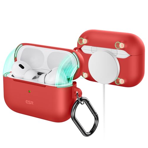 ESR for Airpods Pro 2 Case (HaloLock), Compatible with MagSafe, Red - color: Red