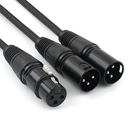 XLR Splitter Cable, 1 Female to 2 Male Patch Microphone Cable XLR Y Splitter Cable Balanced Splitter Cord (3 Pin Male to 1 Female)- 1.5 Feet - size: 1.6 Feet