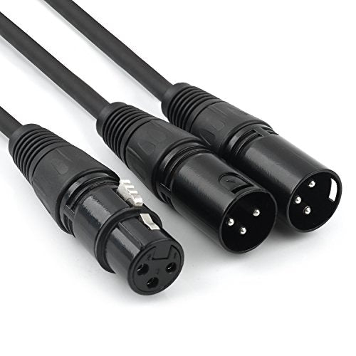 XLR Splitter Cable, 1 Female to 2 Male Patch Microphone Cable XLR Y Splitter Cable Balanced Splitter Cord (3 Pin Male to 1 Female)- 1.5 Feet - size: 1.6 Feet