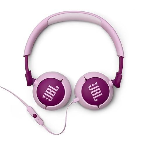 JBL Junior 320 Kids Headphones, Wired, Volume-Limited - Purple | Designed For School And Travel With Built-In Mic, Foldable Design, 3.5Mm Jack, Comfortable Fit And Customizable Stickers - color: Purple