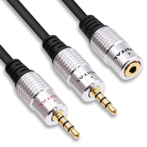 3.5mm Headphone Splitter Audio Y Cable Adapter 3.5mm TRRS Stereo 1 Female to 2 Male Micphone Extension Cable Cord for Phones Tablets Game Console-0.5M/1.64FT(Female to 2 Male) - style: female to 2 male
