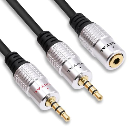 3.5mm Headphone Splitter Audio Y Cable Adapter 3.5mm TRRS Stereo 1 Female to 2 Male Micphone Extension Cable Cord for Phones Tablets Game Console-0.5M/1.64FT(Female to 2 Male) - style: female to 2 male