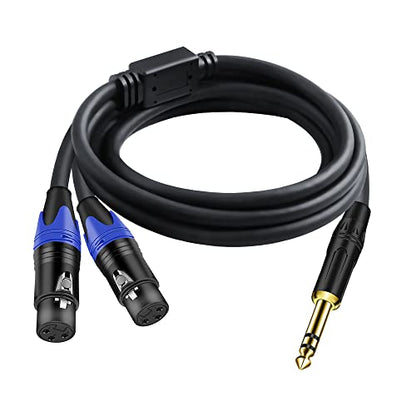 (5FT / 1PACK) 1/4 TRS to Dual XLR Cable, 1/4 Inch (6.35mm) TRS to XLR Dual Y -Splitter Breakout Lead Microphone Cord 6.35 mm to Dual Female - size: 1/4 Inch TRS to Dual XLR Female - 5 FT - 1 PACK