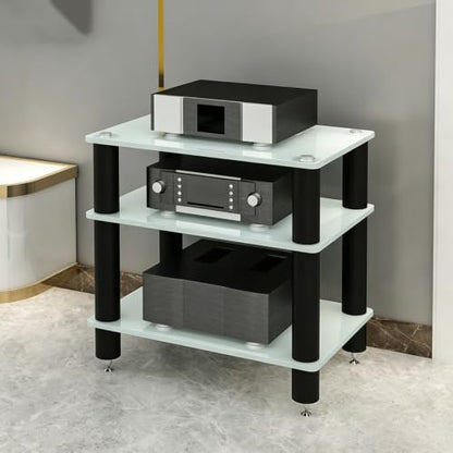 Glass HiFi Audio Rack, 1-4 Tier Vibration Isolation Stand - color: White, size: 3 tier