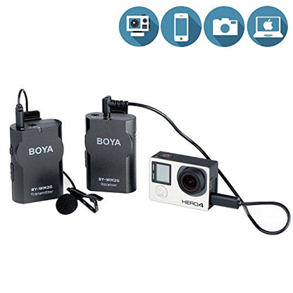 BOYA BY-WM2G Compact Wireless Microphone, 15m Operation Range, Works with GoPro, Smartphone, Tablet, Audio Recorder