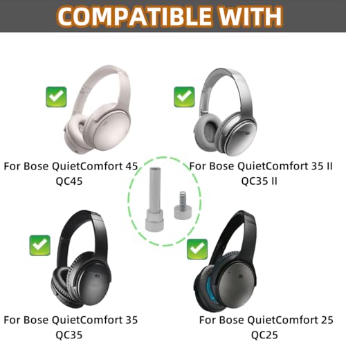 Hinge Screws Replacement for Bose QuietComfort 35 II, QC35, QC45, QC45 SE, QC25 Headphones - Fix Loose Broken Headband Swivel with Tools, 2-Pack
