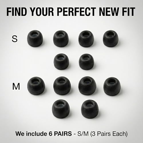Replacement Memory Foam Ear Tips for Apple AirPods Pro 3 (2025 3rd Gen) - Anti-Slip Earbud Tips for Airpod Pro Ear Tip Replacement with Wax Guard (Black, S/M (3 Pairs Each)) - size: S / M (3 Pairs Each)