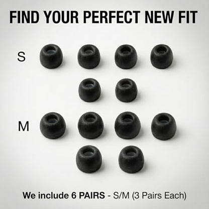 Replacement Memory Foam Ear Tips for Apple AirPods Pro 3 (2025 3rd Gen) - Anti-Slip Earbud Tips for Airpod Pro Ear Tip Replacement with Wax Guard (Black, S/M (3 Pairs Each)) - size: S / M (3 Pairs Each)