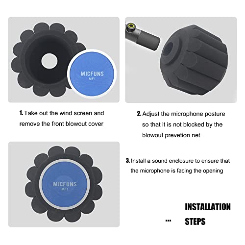 MF2 Microphone Windscreen Pop Filter,Side Cutout 45-60-mm Suspended Microphones SM7B, Sound Absorbing Foam Reducing Noise And Reflections