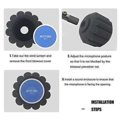 MF2 Microphone Windscreen Pop Filter,Side Cutout 45-60-mm Suspended Microphones SM7B, Sound Absorbing Foam Reducing Noise And Reflections