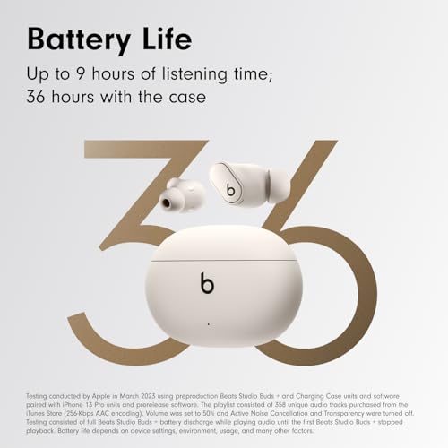Beats Studio Buds + | True Wireless Noise Cancelling Earbuds, Enhanced Apple & Android Compatibility, Built-in Microphone, Sweat Resistant Bluetooth Headphones, Spatial Audio - Ivory | Noise cancellation and audio playback with 2 drivers, microphone and w