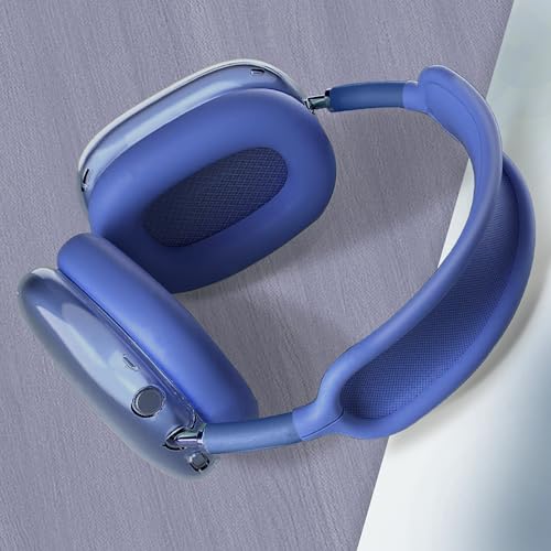 Aiivioll 3 in 1 Silicone Case Cover for AirPods Max Headphones, Clear Soft TPU Ear Cups Cover/Ear Pad Case Cover/Headband Cover for AirPods Max (2024/2020), Ear Cushions Cover for AirPods Max(Blue) - color: Dark Blue