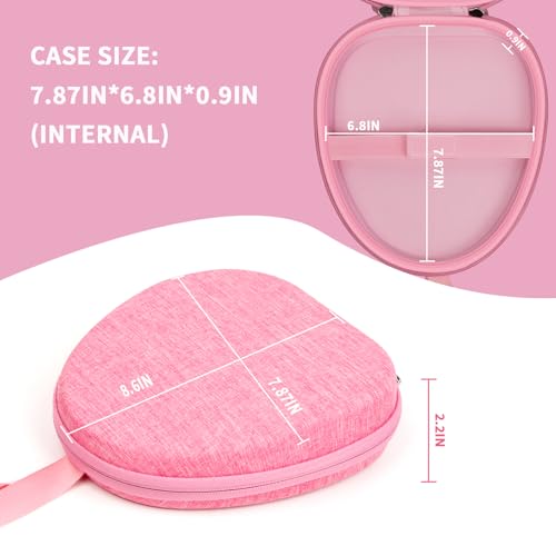 GWCASE Headphone Travel Case with Secure Strap and Accessory Pocket, Pink | Hard Shell Protection, Fits Most Foldable Over-Ear Headphones, 7.87 x 6.8 x 0.9 in Interior, for Daily Carry, Case Only - color: Pink