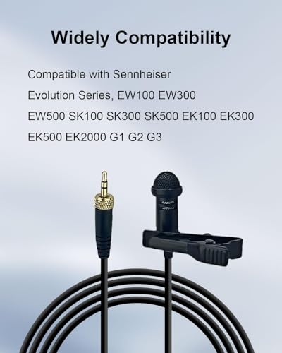 3.5mm TRS Lavalier Mic for Sennheiser Systems EW300, 1.5M | Omnidirectional Lapel Microphones With Crisp Sound Pickup, For Youtube, Vlogging, Live Streaming, Interviews