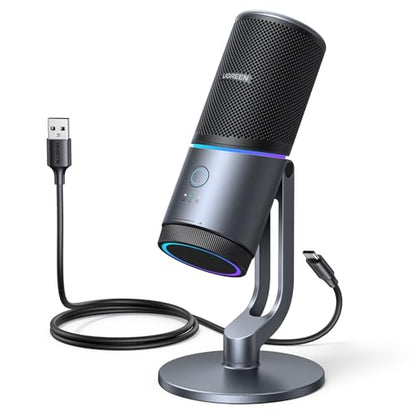 UGREEN Microphone for PC, USB Gaming Mic with RGB Lights, 24bit/96kHz