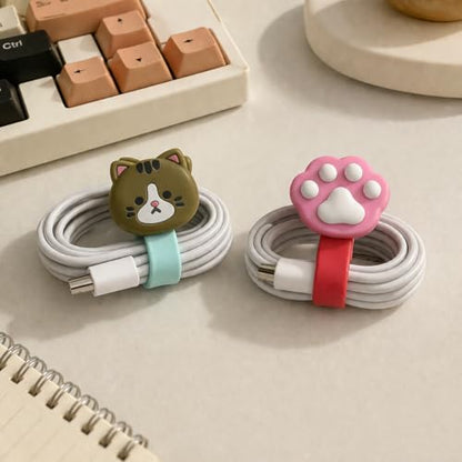 Animal Magnetic Cable Ties - 2 Pack Cute Silicone Cord Organizers for Wire Management, Reusable Twist Ties for Charging Cables, USB Cords, Earphones, Home & Office Desktop Organization