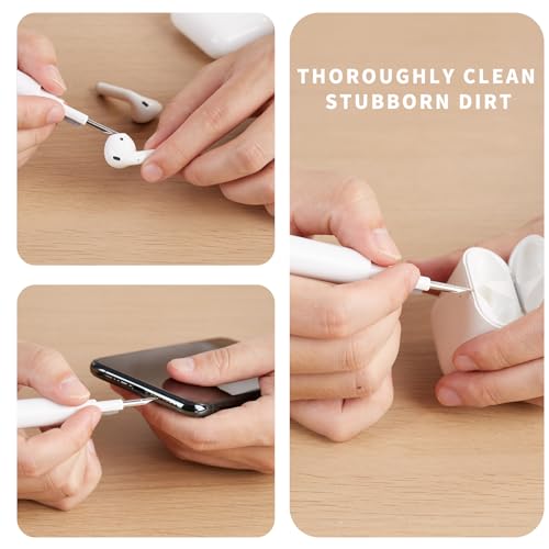 Airpods Pro1 2 3 Multi-Function Earbud Cleaning Kit, Earbud Cleaning Pen, Bluetooth Earphone Cleaning Brush, Flocking Sponge with Soft Brush, Mini Cylindrical Earphone Cleaning Tool