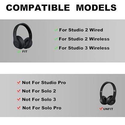 Studio 3 Headband Replacement - Durable & Comfortable Cushion, Compatible with Studio 3 Wireless(A1914) & Studio 2 Wired/Wireless (B0500/B0501) Headphones (Studio 3-Matte Black) - color: Studio 3-Matte Black