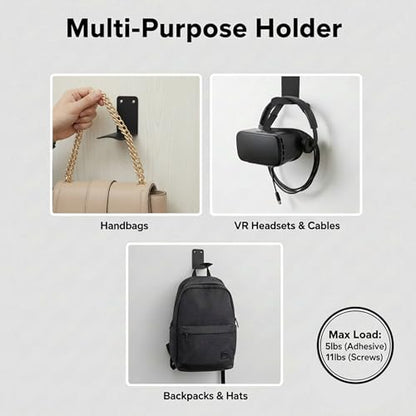 Heavyrain 2PCS Under Desk Headphone Hanger | Storage Hook Metal Desk Edge Hook Hanger with Clamp-On Design (Medium) - size: Medium