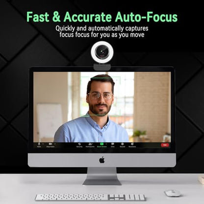 Angetube 1080P USB Webcam with Ring Light Autofocus & Microphone for PC Mac | Built-in Privacy Cover, Plug and Play, Compatible with Laptop Desktop, Works for Streaming, Teams, Skype Video Calls