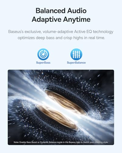 Baseus Bass BP1 Pro Noise Cancelling Wireless Earbuds, Real-Time Adaptive Noise Cancelling, Adaptive Active EQ, LDAC Hi-Res Sound, 6-Mic AI Clear Calls, 55H Playtime, IP55 Waterproof, Bluetooth 6.0 - color: Ocean Blue