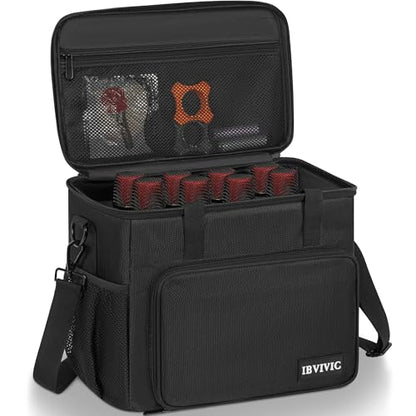 IBVIVIC 8 Slots Wireless Microphone Case with Foam, Microphone Carry Bag | Mic Storage Travel Bag with Shoulder Strap for Singing Party, Travel, Performances, Hosting, Black - size: 8 Slots