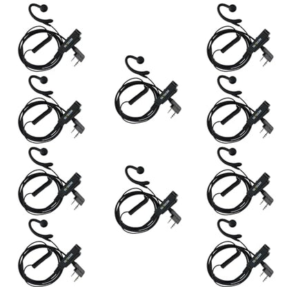 Retevis Walkie Talkie Headset with Mic, for RT22/RT68/RT21/H777 | G-Type, Big PTT, 2 Pin, Compatible with Baofeng 888S, Pxton, Kenwood Walkie Talkie, Walkie Talkie Earpiece(10 Pack) - style: G Shape Earhook