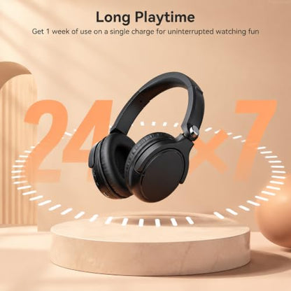 Wireless Headphones for TV Watching, TV Headphones Wireless for Seniors with Transmitter Charging Base, 65H No Audio Delay Bluetooth Headphones for TV, HiFi Stereo Sound, Gifts for Parents/Elderly