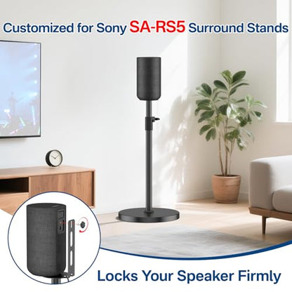 Height Adjustable Floor Speaker Stands Pair for Sony SA-RS5 Speaker Stands - Heavy-Duty Surround Sound Speaker Stand for Sony SA-RS5 Wireless Rear Speaker Stands with Cable Management (Stand Only)
