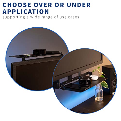 VIVO 13 inch Over Under VESA Monitor Shelf Mount, Holds Media Devices, Speakers, Routers, and More, Fits VESA 75mm, 100mm, 200mm, Black, MOUNT-SF01M