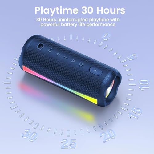 Bluetooth Speaker Wireless, 2026 Bluetooth Wireless Speaker 5.4 with 30H Playtime Deep Bass, IPX7 Waterproof, TWS Pairing, Portable Speaker for Birthday Gift - color: Blue