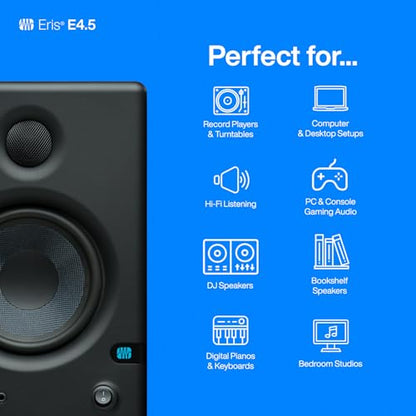 PreSonus Eris E4.5-2-Way 4.5" Near Field Studio Monitor (Pair) - color: Black, size: 4.5"