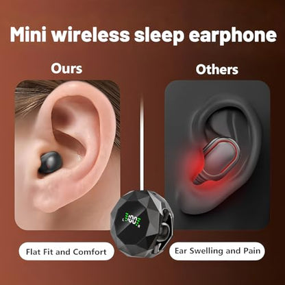 Smallest Invisible Mini Earbuds Wireless Bluetooth Headset, Low Profile Micro Tiny Discreet Hidden Earbudsfor Work, Small Headphones, Invisible Sleep Earphones for Small Ear Canals (Black) - color: Black