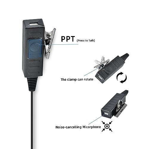 Covert Acoustic Tube Earpiece - for 2 Way Radios,Big MIC and PTT Surveillance Kit Headset,2-pin Plug Output 2-Wire Eartips, Compatible with Kenwood Walkie Talkie