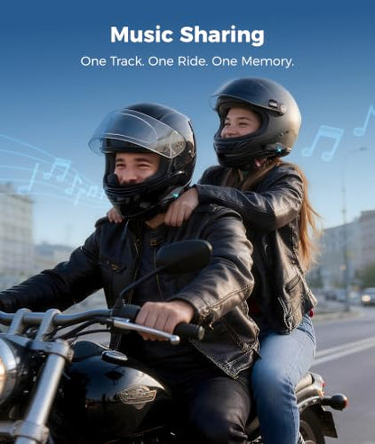 ASMAX F1s Motorcycle Bluetooth Headset with Smart Voice Control, 1 Pack | 10-Rider Mesh Helmet Intercom, ENC Noise Cancellation, APP OTA, IP67 Waterproof, 5mi Long-Range Communication, Snowmobile/Ski - color: F1s Black-1 Pack