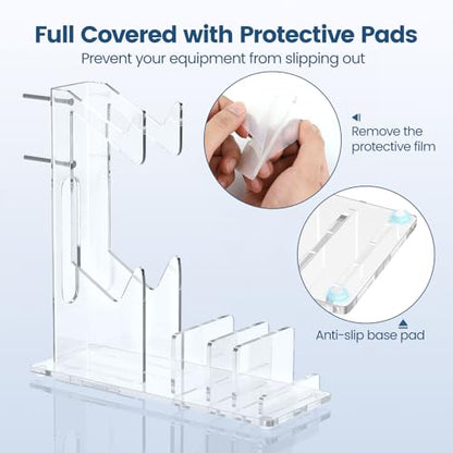 Kzlaonef Acrylic Game Console Shelf for PS5/Xbox/Switch | Desk Organizer with Headset & Controller Holder | Modern Gaming Accessory Storage